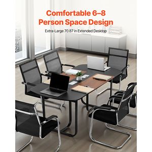 Tavolo da Conferenza Moderno da 6 Piedi con Gambe in Metallo, Estensibile per 6-8 Persone, Grande Tavolo per Riunioni d'Ufficio - Product Image 2