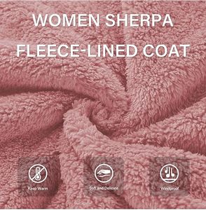 <b>Women</b> Sherpa Fleece Lined Coat Zip Up Hooded Pink <b>Teddy</b> Fleece Jacket Warm Winter Outerwear with Pockets - Product Image 6