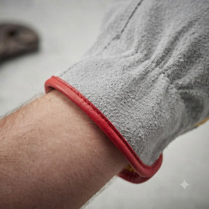 Leather Work <b>Gloves</b> Yellow White Full Grain Smooth Anti Slip Straight Cuff General Purpose Safety <b>Gloves</b> - Product Image 6