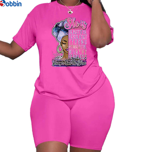 Conjunto de Camiseta y Pantalones Cortos Estampados, Ropa Casual Holgada, Personalizada, Nueva Moda de Verano, Conjunto de 2 Piezas para Mujer, Manga Larga - Product Image 5