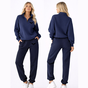 Ensemble de survêtement bordeaux personnalisé pour femme, 2 pièces, sweat-shirt et pantalon de jogging, vêtements de sport décontractés, tenue de fitness avec logo personnalisé - Product Image 6