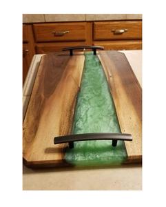 Plateau en bois et résine fait main, organisateur de comptoir, plateau à café personnalisé, plateau de service durable en bois et résine, fabrication artistique en promotion - Product Image 2