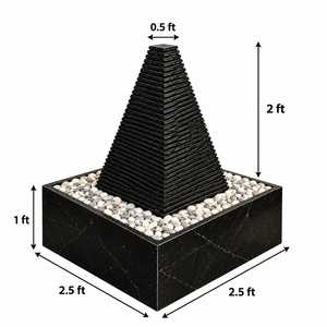 Pyramid Fountain Large Black Marble <b>Water</b> <b>Feature</b> Modern Outdoor Garden Fountain Decorative Stone Waterfall Sculpture with LED - Product Image 4