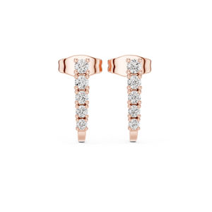 Boucles d'oreilles de fiançailles en or jaune 14 carats avec diamant rond cultivé en laboratoire pour femmes |   Nouveau diamant cultivé - Product Image 2