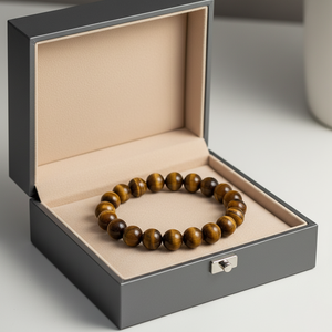 Natural Tiger Eye 8mm Round Gemstone Men's Vintage Third Party Certified Stretch Beaded <b>Bracelet</b> <b>Crystal</b> Wholesale Supply - Product Image 1