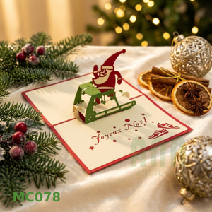 Tarjetas de felicitación de papel cortadas con láser emergentes de Santa Run 3D personalizadas Invitaciones digitales de cumpleaños de amor Recuerdos de Navidad 'Love' Impreso - Product Image 4
