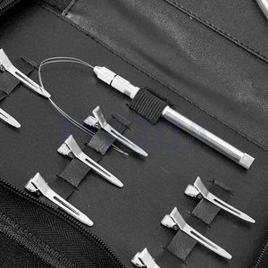 Professional Stainless Steel Black Hair Extension Tool Kit Micro Bead Loop Needle <b>Crochet</b> <b>Hook</b> Pliers Set Zipper Case for - Product Image 4