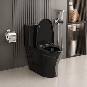 Inodoro Moderno de Cerámica Negra de Una Pieza, Montado en el Suelo, con Doble Descarga, Ecológico, Fácil de Limpiar, Cierre Lento, 2 Años de Garantía, para Baño de Villa - Product Image 2