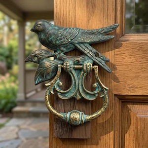 Battant de porte en fonte motif oiseau, design traditionnel, décoration d'entrée, écologique, imperméable, auto-adhésif, durable, accent décoratif intérieur pour la maison - Product Image 2