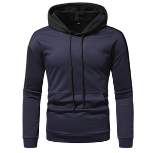 Men's <b>Navy</b> Blue Hooded <b>Sweatshirt</b> Regular Fit Casual Knitted 100% Cotton Spring Wear Pocket Breathable Quick Dry Fleece - Product Image 1
