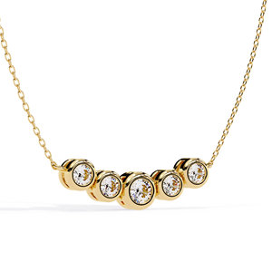 Pendentif souriant de luxe à cinq pierres serties de diamants, avec un serti incurvé élégant et une chaîne délicate, pour un usage quotidien sophistiqué - Product Image 3