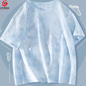T-shirt vierge personnalisable à col rond respirant pour femme, avec logo imprimé sur mesure, style tie-dye tendance, toutes saisons - Product Image 3