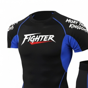 Uniforme de MMA 100% polyester à séchage rapide, hauts imprimés à manches courtes, combinaisons de MMA légères à séchage rapide pour hommes - Product Image 5