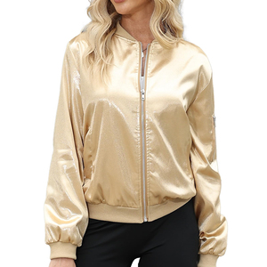 Women Zipper Knitted Bomber Jacket Polyester/Nylon Shell Windproof Breathable Winter Casual Wear Detachable Sleeves for Online - Product Image 1