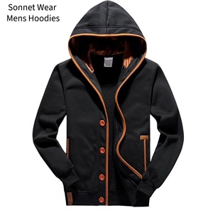 Mens Winter 100% Cotton Quick Dry <b>Thin</b> Long Sleeve Pocket Distressed Zipper-Up <b>Hoodie</b> - Product Image 2