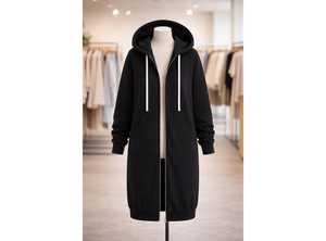 Sudadera con Capucha Asimétrica Extra Larga, Abrigo con Capucha Cálido, Sudadera Tipo Parka - Product Image 3