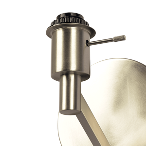 Lampada da parete con base in nichel spazzolato Nebula, paralume in tessuto bianco e interruttore rotativo - Product Image 4