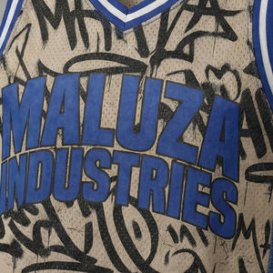 ชุดบาสเก็ตบอลลายกราฟฟิตี MALUZA Industries เสื้อเจอร์ซีย์ตาข่ายแบบกำหนดเองพร้อมกางเกงขาสั้น ชุดแฟชั่นสตรีท สไตล์อเมริกาและยุโรป - Product Image 5