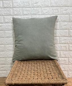 Taie d'oreiller carrée en coton vert uni avec broderie mignonne, lavable, pour hôtel, décoration intérieure - Product Image 2