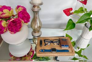 Plateau de rangement pour table de chevet en bois brûlé fractal - Product Image 5