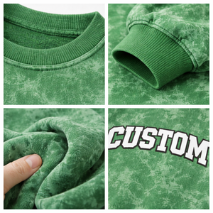 Custom Design Green Crewneck <b>Sweatshirt</b> Acid Wash Oversized Pullover High Quality Cotton Comfortable Casual Streetwear Clothing - Product Image 5