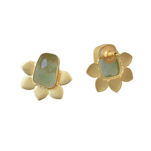 Pendientes de latón hechos a mano con fluorita, chapados en oro, ligeros, de piedra natural, con diseño floral, joyería al por mayor - Product Image 4