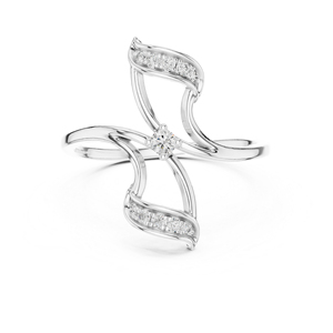 Anillo de Diamante Redondo Cultivado en Laboratorio en Oro Blanco de 14K para Mujer |   Ropa de Compromiso |   Diamante Cultivado Nuevo - Product Image 1