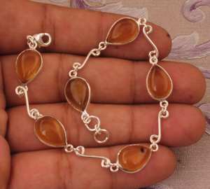 Pulsera de Cuarzo Citrino Natural, Plata de Ley 925, Joyería de Piedras Preciosas Talladas a Mano, Pulsera de Cristal Amarillo, Regalo para Mujer - Product Image 3