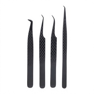 Pince à cils incurvée professionnelle TEEJAY rose avec revêtement en poudre, 10 mm, avec poignée diamantée, antistatique et antimagnétique - Product Image 5