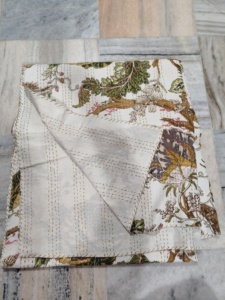 Floral Pattern Cotton Blanket Reversible Kantha Quilt white fabric print color and Multi Color <b>Bedspread</b> Home Decor Gift - Product Image 3