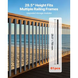 Lot de 61 balustres de terrasse en acier galvanisé de 29,5 po, pré-percés, pour escaliers et marches en métal creux rectangulaires - Product Image 4