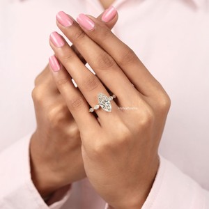 Anillo de Compromiso de Plata de Ley 925 con Moissanita de Corte Marquesa, Chapado en Oro, con Piedra Lateral en Forma de Pera, Joyería Nupcial para Mujer - Product Image 5
