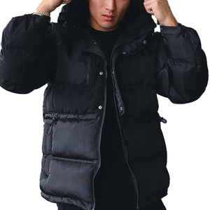 Abrigo Acolchado de Invierno para Hombre, Negro, Sólido, Casual, con Cierre Frontal, Resistente al Viento, con Capucha, Acolchado, Personalizado OEM - Product Image 6