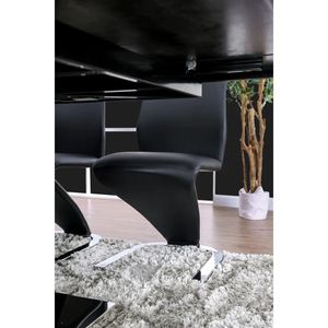 Base per sedia a forma di Z in stile contemporaneo, 2 pezzi, sedie da pranzo laterali in similpelle nera con finitura cromata, mobili per sala da pranzo - Product Image 4