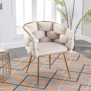 Fauteuil individuel moderne de luxe en velours pour chambre à coucher, idéal pour la détente, comme tabouret de coiffeuse ou table de manucure - Product Image 1