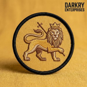Parche Termoadhesivo Bordado a Máquina Personalizado, León de Judá como Rey, Símbolo Religioso Cristiano, Insignia Redonda para Ropa, Bolsos y Gorras - Product Image 1