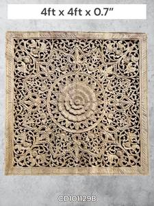 Panneaux muraux carrés en teck gravé de 4 pieds, 100% faits à la main, haute résistance, écologiques, classiques TH - Product Image 2