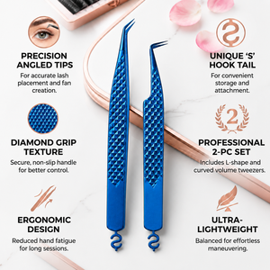 Pinzas para Pestañas de Metal Azul con Punta Suave, Herramienta de Precisión - Product Image 5