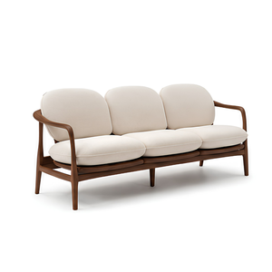 Sofá de 3 Plazas de Madera de Teca Sólida de Lujo, Muebles Modernos para Sala de Estar de Hotel o Apartamento, Sofá con Estructura de Madera Tapizada - Product Image 1