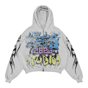 Sudadera con Capucha Personalizada de Alta Calidad para Hombre, 100% Algodón Transpirable, 340g, Invierno, Cierre de Cremallera, Talla Grande, con Serigrafía Personalizada - Product Image 4