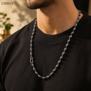 Collier chaîne crâne en argent sterling 925 pour homme, style punk, à porter au quotidien, bijoux chaîne à maillons en moissanite - Product Image 6
