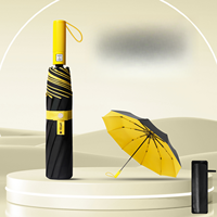 Parapluie pliant automatique personnalisé avec logo, 125 cm, double nervure, en pongé enduit noir, idéal pour les voyages en famille et les cadeaux d'entreprise