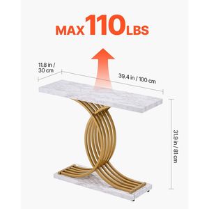 39.4 pollici in oro moderno consolle tavolo con struttura in metallo stretto ingresso divano tavolo per soggiorno e corridoio - Product Image 3