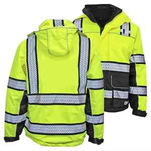 Veste de travail imperméable personnalisable en polyester de classe 2 pour l'extérieur, imperméable longue pour homme, réfléchissante pour la circulation - Product Image 2