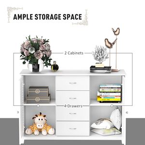 Credenza Bianca da 47 Pollici con 4 Cassetti e 2 Ante per Cucina, Bar, Sala da Pranzo, Soggiorno, Villa, Fattoria, Magazzino - Product Image 5