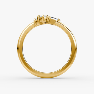 Bague à trois pierres en diamant de laboratoire 0,36 carat, taille poire et baguette, minimaliste, pour fiançailles, mariage, anniversaire, IGI D VVS2, or jaune 10K - Product Image 3
