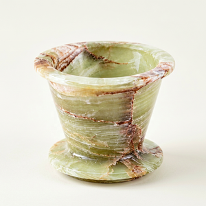 Mortier et pilon en onyx vert poli, artisanat naturel pour le café et la décoration intérieure - Product Image 1