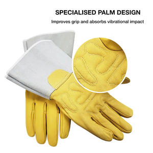 ถุงมือเชื่อม TIG หนังแพะและหนังวัวสะท้อนแสง ป้องกันเปลวไฟ สำหรับงานก่อสร้าง ถุงมือนิรภัย - Product Image 3