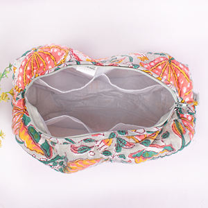 Organic Cotton Printed Quilted Fashion Handmade Newest Reusable Multifunction Customized Design Large Portable Makeup <b>Bag</b> - Product Image 5