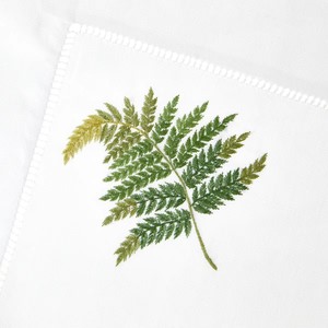 Custom Wholesale Embroidery Fern Leaf Classic Square Dinner Napkin Machine Washable Hemstitch <b>Linen</b> <b>Table</b> Napkin Durable Home - Product Image 2